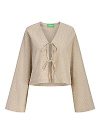 JXZOE SEERSUCKER LS TIE SHIRT CORNSTALK WHITE - JJXX
