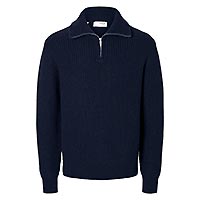 LAND KNIT HALF ZIP SKY CAPTAIN - Selected