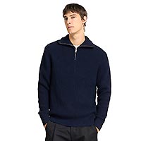 LAND KNIT HALF ZIP SKY CAPTAIN - Selected