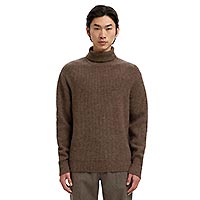 LAND KNIT RLX ROLL NECK COFFE - Selected
