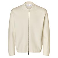 MIKE LIGHT KNIT FULL ZIP EGRET - Selected