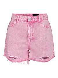 NMPOLLY OLESIA HW DESTROYED SHORTS BEGONIA PINK - Noisy May