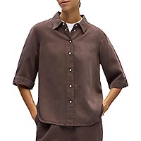 OBJFRAME 24 RE DENIM TOP NOOS SEAL BROWN - Object