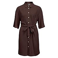 OBJSANNE 24 LO SHIRT DRESS SEAL BROWN - Object