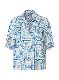OBJVIMA SS RE SHIRT BIRCH AZURE BLUE - Object