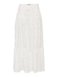 ONLALITHEA LONG EMB SKIRT BRIGHT WHITE - Only