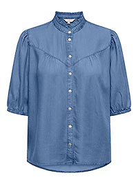ONLCHARIS LIFE 24 FRILL SHIRT MED BLUE DENIM - Only