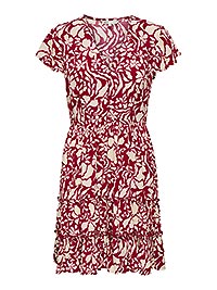 ONLCLAUDETTE LIFE SS MINI DRESS MERLOT NARRI PRINT - Only