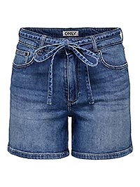 ONLGIANNA MW BELTED SHORTS DNM MED BLUE DENIM - Only
