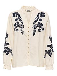 ONLGIRU LS EMBROIDERY SHIRT ECRU W NIGHT SKY - Only