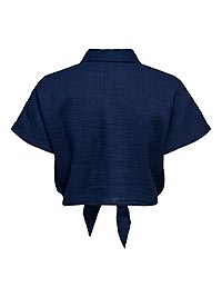 ONLLEONI SEERSUCKER CAP KNOT SHIRT VINTAGE INDIGO - Only