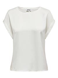 ONLLIEKE SS SATIN MIX TOP WVN SNOW WHITE - Only