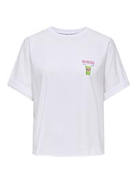 ONLMINNA SS PRINT TOP CLOUD DANCER MATCHA - Only