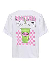 ONLMINNA SS PRINT TOP CLOUD DANCER MATCHA - Only