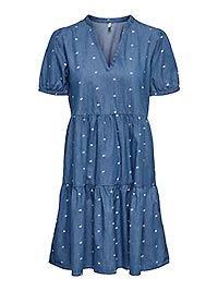 ONLNOVA AZURE SS THEA DRESS MED BLUE DENIM BOW - Only