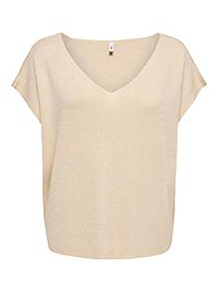 ONLSHINA SS GLITTER VNECK BIRCH GOLD - Only