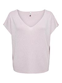 ONLSHINA SS GLITTER VNECK PALE LILAC - Only