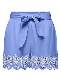 ONLTULUM EMB LOOSE BELT SHORTS BLUE BONNET - Only