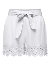 ONLTULUM EMB LOOSE BELT SHORTS BRIGHT WHITE EMB - Only