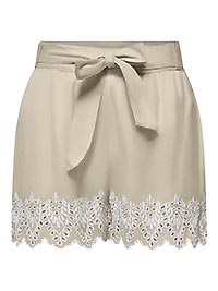 ONLTULUM EMB LOOSE BELT SHORTS OLIVE GRAY - Only