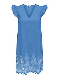 ONLTULUM EMB SS DRESS BLUE DONNET BRIGHT WHITE - Only