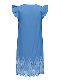 ONLTULUM EMB SS DRESS BLUE DONNET BRIGHT WHITE - Only