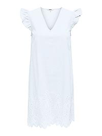 ONLTULUM EMB SS DRESS WVN BRIGHT WHITE - Only