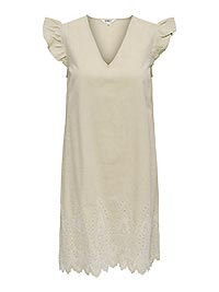 ONLTULUM EMB SS DRESS WVN OLIVE GRAY - Only