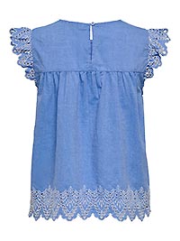 ONLTULUM EMB SS TOP WVN BLUE BONNET - Only