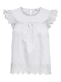 ONLTULUM EMB SS TOP WVN BRIGHT WHITE - Only