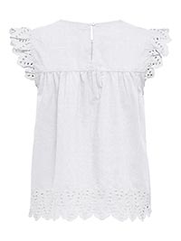 ONLTULUM EMB SS TOP WVN BRIGHT WHITE - Only