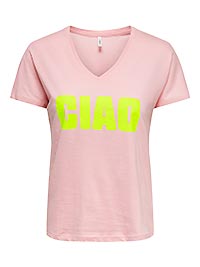 ONLVANILLA SS VNECK BOX ROMANCE ROSE - Only