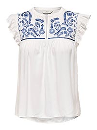 ONLVESTINE SS TOP WVN CLOUD DANCER BLUE - Only