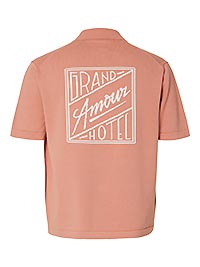 SLHAMOUR INTARSIA RELAXED POLO CARDIGAN ROSE - Selected