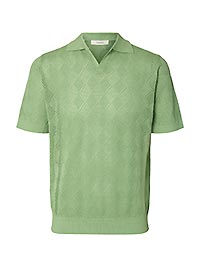 SLHARCO SS KNIT STRUCTURE OPEN POLO ASPEN GREEN - Selected