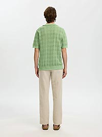 SLHARCO SS KNIT STRUCTURE OPEN POLO ASPEN GREEN - Selected