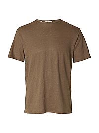 SLHBET LINEN SS ONECK TEE CHOCOLATE CHIP - Selected