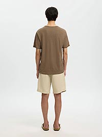 SLHBET LINEN SS ONECK TEE CHOCOLATE CHIP - Selected