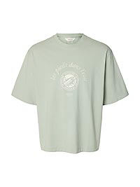 SLHBOXYNORMAN GRAPHIC SS ONECK TEE AQUA GRAY - Selected