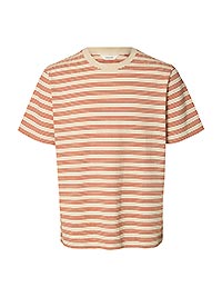 SLHELI SEERSUCKER SS ONECK TEE BIRCH POTTERS CLAY - Selected