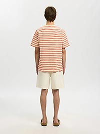 SLHELI SEERSUCKER SS ONECK TEE BIRCH POTTERS CLAY - Selected