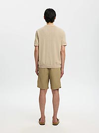 SLHMATTIS SS LINEN BLEND OPEN POLO OATMEAL - Selected