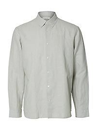 SLHREGCLAY LINEN BLEND BD LS SHIRT AQUA GRAY - Selected