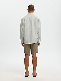 SLHREGCLAY LINEN BLEND BD LS SHIRT AQUA GRAY - Selected
