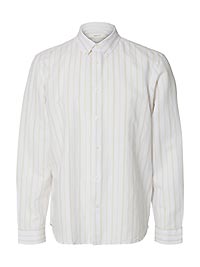 SLHREGCLAY LINEN BLEND BD LS SHIRT BRIGHT WHITE - Selected