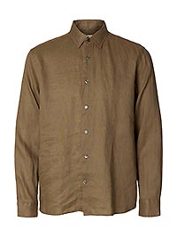 SLHREGKYLIAN LINEN LS SHIRT CHOCOLATE CHIP - Selected