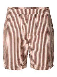 SLHREGSTUART SEERSUCKER SHORTS CHERRY MAHOGANY - Selected