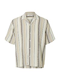SLHRLXCAL SS SHIRT RESORT EGRET BROWN MULTI - Selected