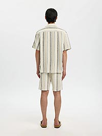 SLHRLXCAL SS SHIRT RESORT EGRET BROWN MULTI - Selected