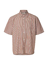 SLHRLXSTUART SEERSUCKER SS SHIRT CHERRY WHITE - Selected